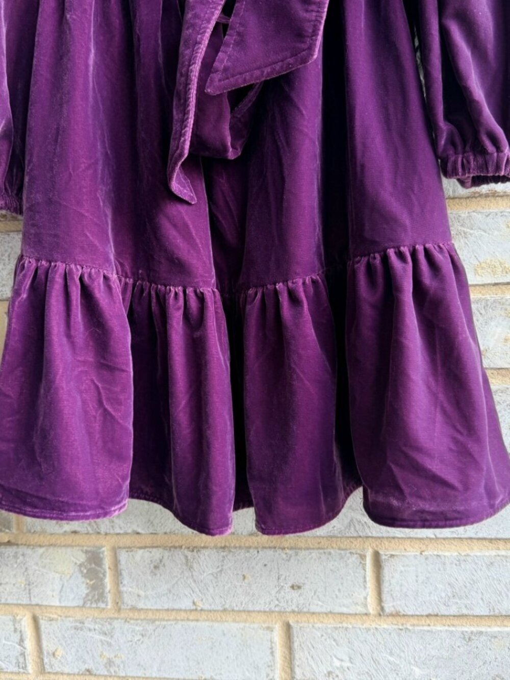 UNTUCKit Long Sleeve V-Neck Faux Wrap Belted Purple Velour Dress Women's Size M - Picture 9 of 11